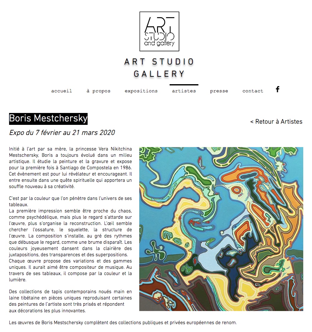 Page Internet. Art Studio Gallery. Boris Mestchersky (peintures). 2020-02-06